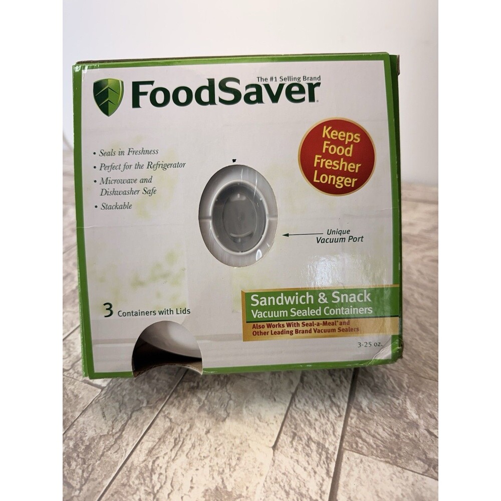 (3) Food Saver Vacuum Storage Container w. Lid Small Rectangular Lunch Leftovers - Picture 6 of 12